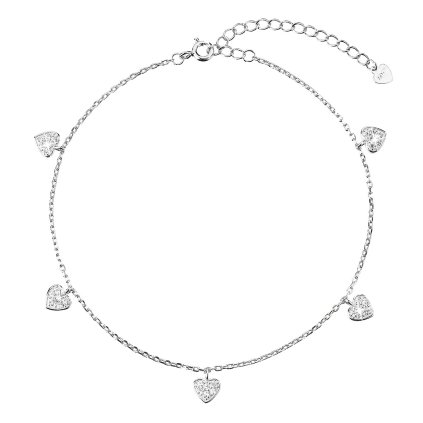 28265 strieborné retiazky na nohu srdicka s bielymi zirkónmi 16004 1