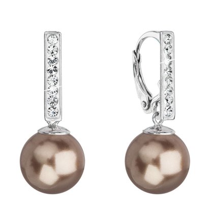 28622 stribrne visiace náusnice so swarovski perlou a kryštálmi 71121 3 bronze