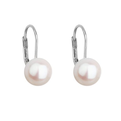 28847 zlaté 14 karatové nausnice biele zlato s bielou riečnou perlou 821009 1 biela