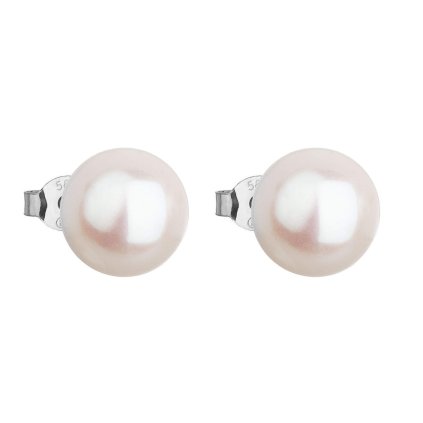 28868 zlate 14 karatové nausnice kôstky biele zlato s bielou riečnou perlou 821043 1 biela