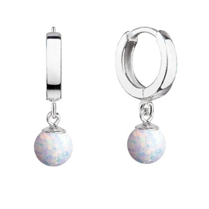 28883 stribrne nausnice kruhy s bielym syntetickým opalom 11404 1 white