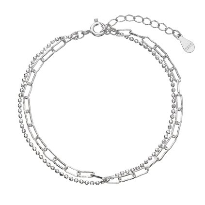 28904 stribrny náramok dvojity retiazok gulicky a ovalky 63004