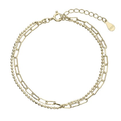 28907 pozlátené náramok dvojity retiazok kulicky a ovalky 63004