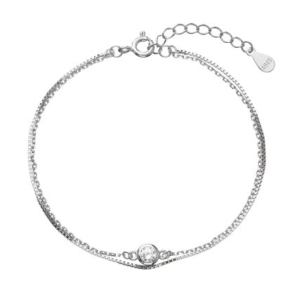 28913 stribrny naramok dvojity retiazok so zirkónom 63006