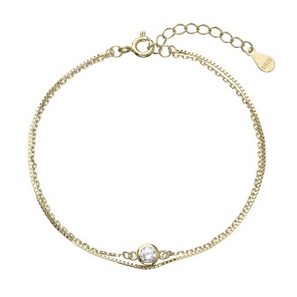 28916 pozlátené naramok dvojity retiazok so zirkónom 63006