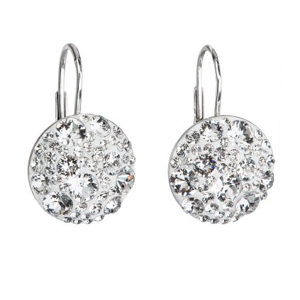 17510 stribrne nausnice visiace s kryštálmi swarovski biele kulate 31176 1