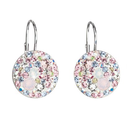17513 2 stribrne nausnice visiace s kryštálmi swarovski ruzove guľate 31176 3