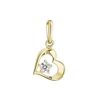 29099 zlaté 14 karatové prívesok srdce zlté zlato s bielym zirkónom 94z00012 crystal