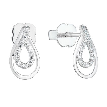 29138 stribrne nausnice pecka so zirkónmi slza v bielej farbe 881002 1