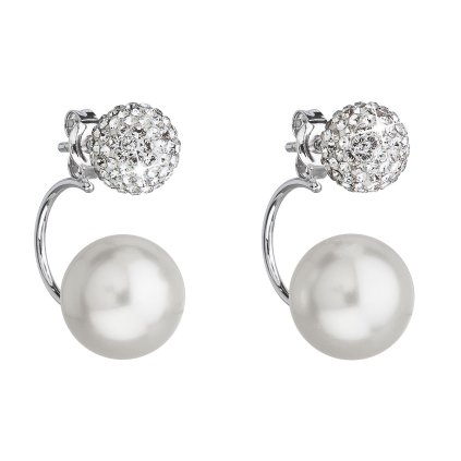 17537 stribrne nausnice dvojité s kryštálmi swarovski biele kulate 31179 1