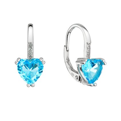 29375 stribrne nausnice visiace so zirkónmi modre srdicko 11409 3 aqua