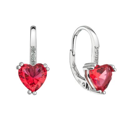 29378 stribrne nausnice visiace so zirkónmi ružové srdiečko 11409 3 rose