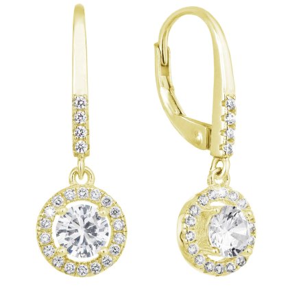 29408 pozlátené strieborné náusnice visiace so zirkónmi biele guľaté 11300 1