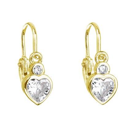 29504 pozlátené strieborné detské náusnice visiace so zirkónom biele srdce 11178 1