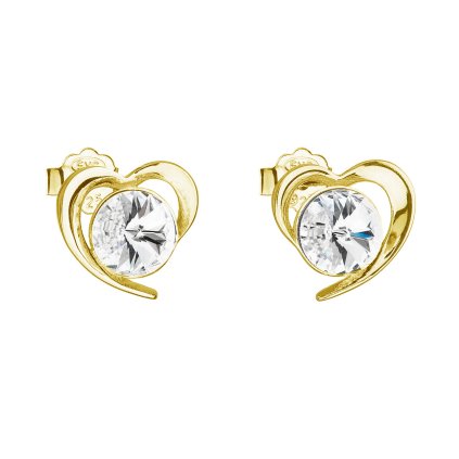 29558 pozlátené stribrne nausnice pecka s swarovski krystaly biele srdce 31259 1
