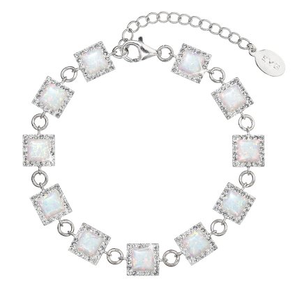 29636 strieborný náramok so syntetickým opalom a kryštálmi preciosa biely štvorec 33047 1 white