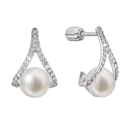 29714 stribrne náusnice trojuholnik so zirkónmi a ricnou perlou bielej 21084 1b