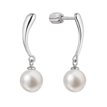 29747 stribrne nausnice visiace s guľatou ricnou perlou bielej 21095 1b