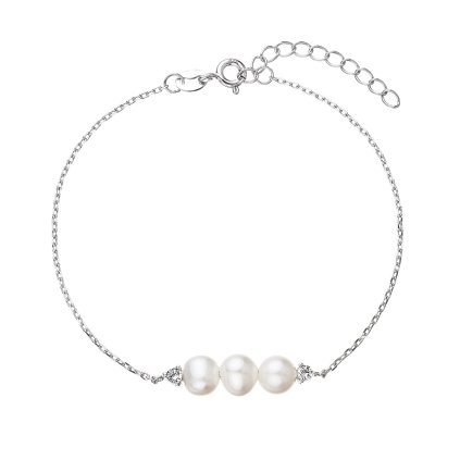 29777 stribrny náramok retiazok s tromi ricnymi perlami a zirkónmi 23018 1