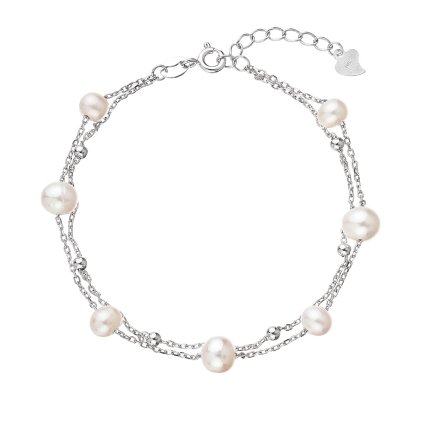 29780 strieborný náramok dvojity retiazok s ricnymi perlami a guličkami po obvode 23019 1