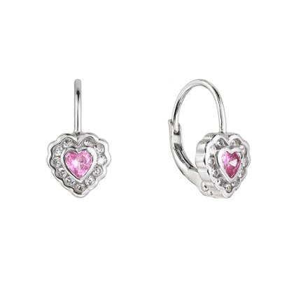 29879 stribrne nausnice detske srdicka so zirkónmi 11473 3 rose