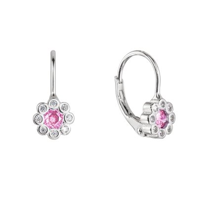 29906 stribrne nausnice detske kyticky so zirkónmi 11476 3 rose