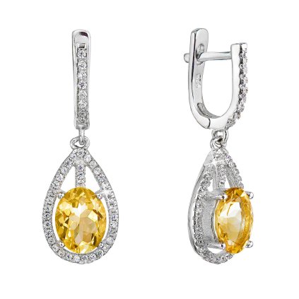 29942 stribrne nausnice visiace slzy so zltym zirkónom 11480 3 citrine