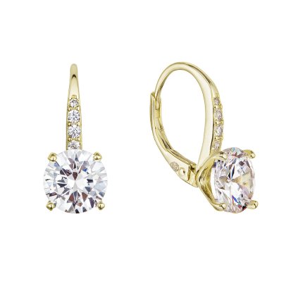 29957 pozlátené strieborné náusnice visiace s veľkým zirkónom bielej 11451 1