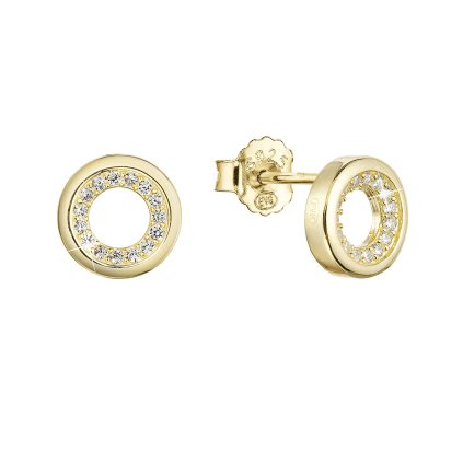 30011 pozlátené strieborné náusnice kôstky guľaté so zirkónmi 11431 1 crystal