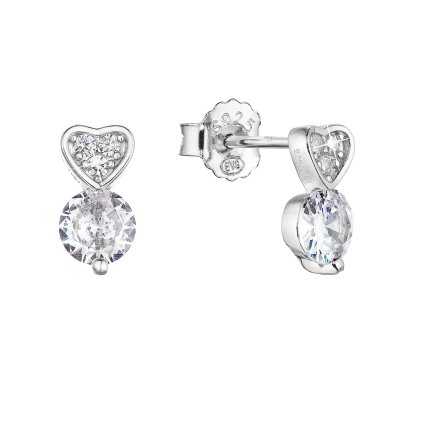 30152 stribrne nausnice kôstky malé srdicko so zirkónmi a guľatými zirkónmi 11419 1