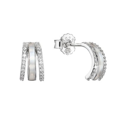 30161 stribrne nausnice kôstky pulkruhy biele zirkóny a perlet 11422 1