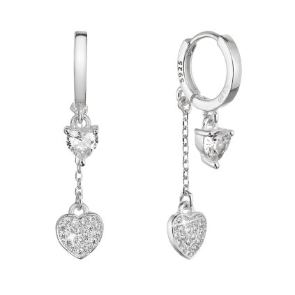 30182 stribrne nausnice kruzky s viscim srdcom so zirkónmi 11427 1