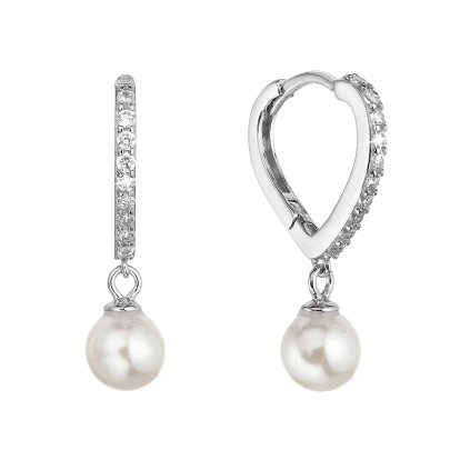 30188 stribrne nausnice srdca so zirkónmi a visiaci perlickú shell 11426 1