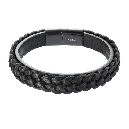 30218 naramok pansky z recykel kuze zapletené vrkoč 43026 3 cerny