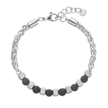 30287 bizuterny náramok z ciernych korálikov a strieborných komponentov 43042 3 čierna