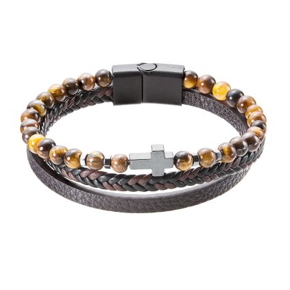 30296 naramok pansky kozenka a koralky tigri oko s krízkou 43044 3 hnedy