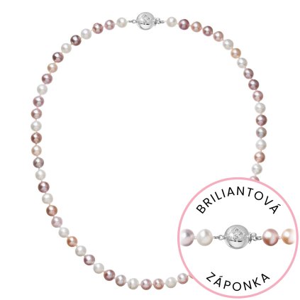 Perlový náhrdelník z riečnych perál so zapínaním z bieleho 14 karátového zlata 822004.3 multi (Záponky Biele zlato 9264B)