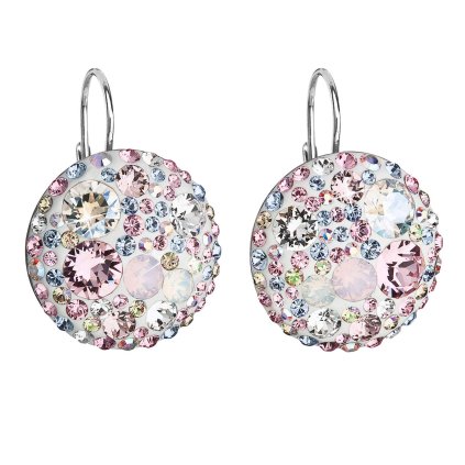 17660 3 stribrne nausnice visiace s kryštálmi swarovski ruzove guľate 31161 3