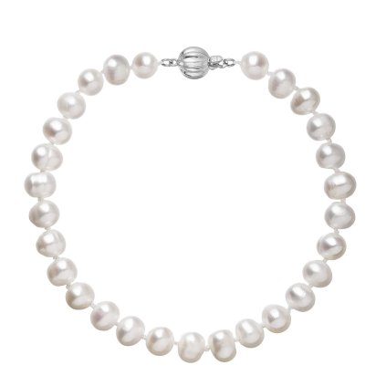 Perlový náramok z riečnych perál so zapínaním z bieleho 14 karátového zlata 823001.1 biely (Záponky Biele zlato 9264B)