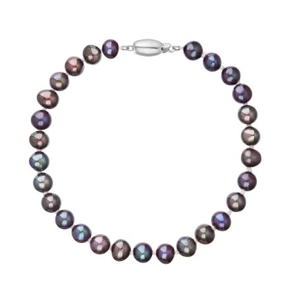 Perlový náramok z riečnych perál so zapínaním z bieleho 14 karátového zlata 823001.3 dk.peacock (Záponky Biele zlato 9264B)