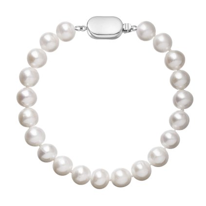 Perlový náramok z riečnych perál so zapínaním z bieleho 14 karátového zlata 823003.1 biely (Záponky Biele zlato 9260B)