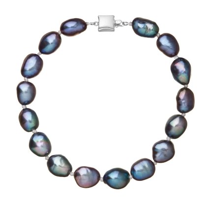 Perlový náramok z riečnych perál so zapínaním z bieleho 14 karátového zlata 823011.3 peacock (Záponky Biele zlato 9264B)