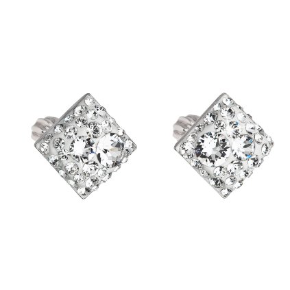 17681 stribrne nausnice pecka s kryštálmi swarovski biely kosoštvorec 31169 1