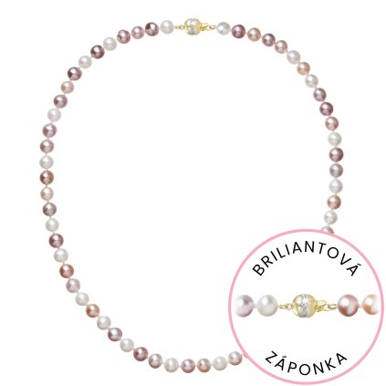 Perlový náhrdelník z riečnych perál so zapínaním zo 14 karátového zlata 922004.3 multi (Záponky Zlatá 9264A)