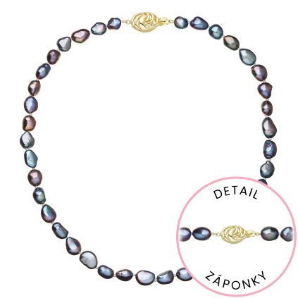 Perlový náhrdelník z riečnych perál so zapínaním zo 14 karátového zlata 922027.3 peacock (Záponky Zlatá 9264A)