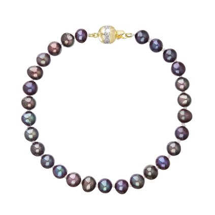 Perlový náramok z riečnych perál so zapínaním zo 14 karátového zlata 923001.3 dk.peacock (Záponky Zlatá 9264A)