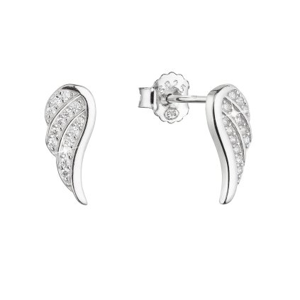 31049 stribrne nausnice kôstky so zirkónmi biela krídla 11440 1