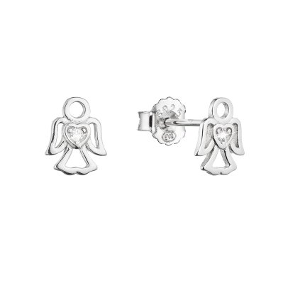 31103 stribrne nausnice maly anjel so zirkónom tvaru srdicka 11457 1