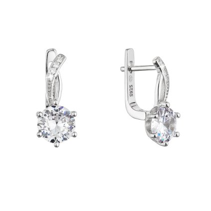 31109 stribrne nausnice visiace s velkym zirkónom bielej 11461 1