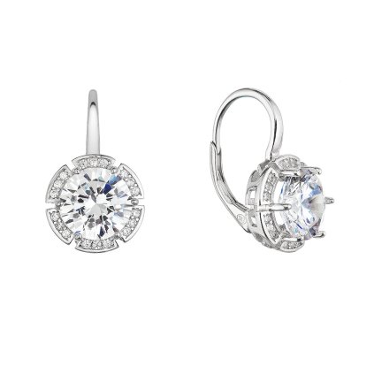 31115 stribrne nausnice visiace s velkym zirkónom guľaté biele 11470 1